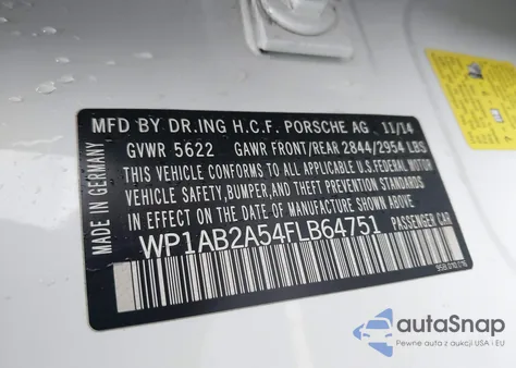 2015 Porsche Macan S из США, поврежденный, VIN WP1AB2A54FLB64751